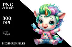 Cute Baby Unicorn Drawing, Vibrant PNG Product Image 2