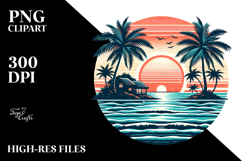 Retro Tropical Island Sunset PNG Product Image 2