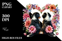 Cute Flower with Mountain Dog Heart PNG Product Image 2