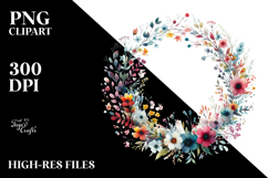 Colorful Abstract Wildflowers Wreath | Clipart Product Image 2