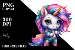Cute Unicorn Posing, Cool Haircut PNG Product Image 3