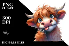 Expressive Funny Highland Cow PNG Product Image 2