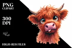 Funny Expressive Cow with Big Eyes PNG Product Image 3