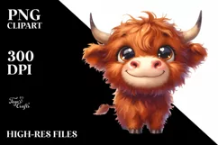 Funny Expressive Cow with Big Eyes PNG Product Image 1