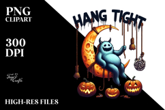 Funny Monster on Half Moon, PNG Product Image 2
