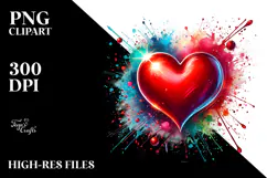 Red Heart Digital Painting PNG Product Image 2