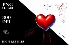 Red Glossy Heart, Digital Painting PNG Product Image 2