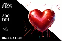 Red Glossy Heart, Digital Painting PNG Product Image 2