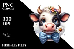 Angry Cow with Flower in Mouth PNG Product Image 2