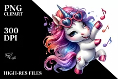 Dancing Cute Unicorn Clipart, Transparent PNG Product Image 1