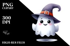 Funny Halloween Ghost Watercolor Clipart Product Image 3