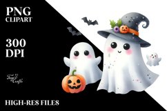 Funny Halloween Ghost Watercolor Clipart Product Image 3