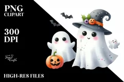 Funny Halloween Ghost Watercolor Clipart Product Image 3