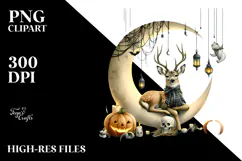 Deer Dressed for Halloween, Watercolor PNG Product Image 2