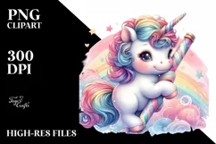 Baby Unicorn on Pole, Unique PNG Product Image 3