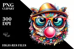 Colorful Quirky Owl Portrait Clipart Product Image 1