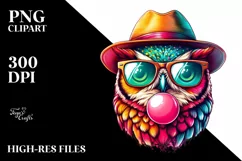 Colorful Quirky Owl Portrait Clipart Product Image 1