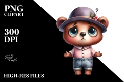 Bear Big Eyes Hat Standing | Clipart Product Image 2