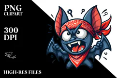 Aggressive Bat with Bandana PNG Product Image 2