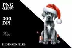 Cute Dog with Santa Hat, Summer PNG Product Image 3