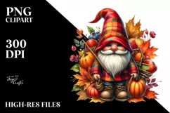 Detailed Vibrant Autumn Gnome PNG Product Image 3
