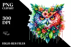 Owl with Flower Body PNG Product Image 3