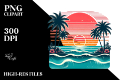 Retro Tropical Beach Sunset 20 oz Tumbler PNG Product Image 2
