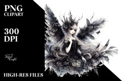 a Detailed Gothic Fairy Watercolor Clipart Product Image 1