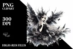 a Detailed Gothic Fairy Watercolor Clipart Product Image 1