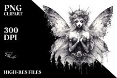 a Detailed Gothic Fairy Watercolor Clipart Product Image 1