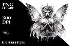 a Detailed Gothic Fairy Watercolor Clipart Product Image 1