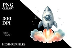 Whimsical Rocket | Watercolor Clipart Product Image 1