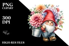 Cute Baby Gnome with Dahlia Floral Frame PNG Product Image 2