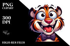 Joyful Tiger with Bow Tie PNG Product Image 2