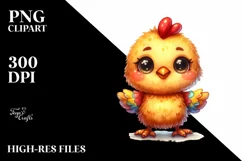 Smiling Cute Baby Chicken Watercolor Plush | Clipart Product Image 3