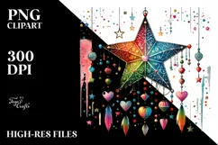 Colorful Adorned Star Hearts PNG Product Image 2
