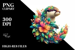 Otter with Flower Body PNG Product Image 3