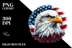 Detailed Watercolor Patriotic Bald Eagle | Clipart Product Image 1