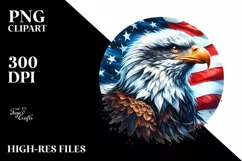 Detailed Watercolor Patriotic Bald Eagle | Clipart Product Image 3