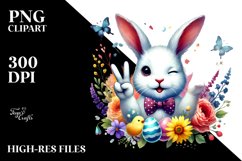 Colorful Bunny Winking PNG Product Image 2