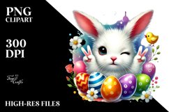 Colorful Bunny Winking PNG Product Image 2