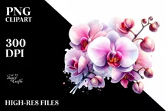 Colorful Orchid Glossy Watercolor PNG Product Image 1