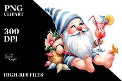 Gnome with Cocktail in Beachwear, Transparent PNG Product Image 2