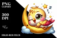 Cute Goldfinch Napping on Moon | Sublimation | Clipart Product Image 3