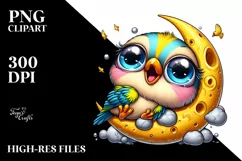 Cute Goldfinch Napping on Moon | Sublimation | Clipart Product Image 3