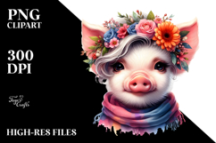 Cute Baby Pig with Raincoat PNG Product Image 2