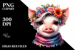 Cute Baby Pig with Raincoat PNG Product Image 3