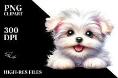 Watercolor Baby Maltese PNG Product Image 2