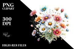 Colorful Dasy with Glossy Petals PNG Product Image 3