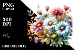 Colorful Dasy with Glossy Petals PNG Product Image 2